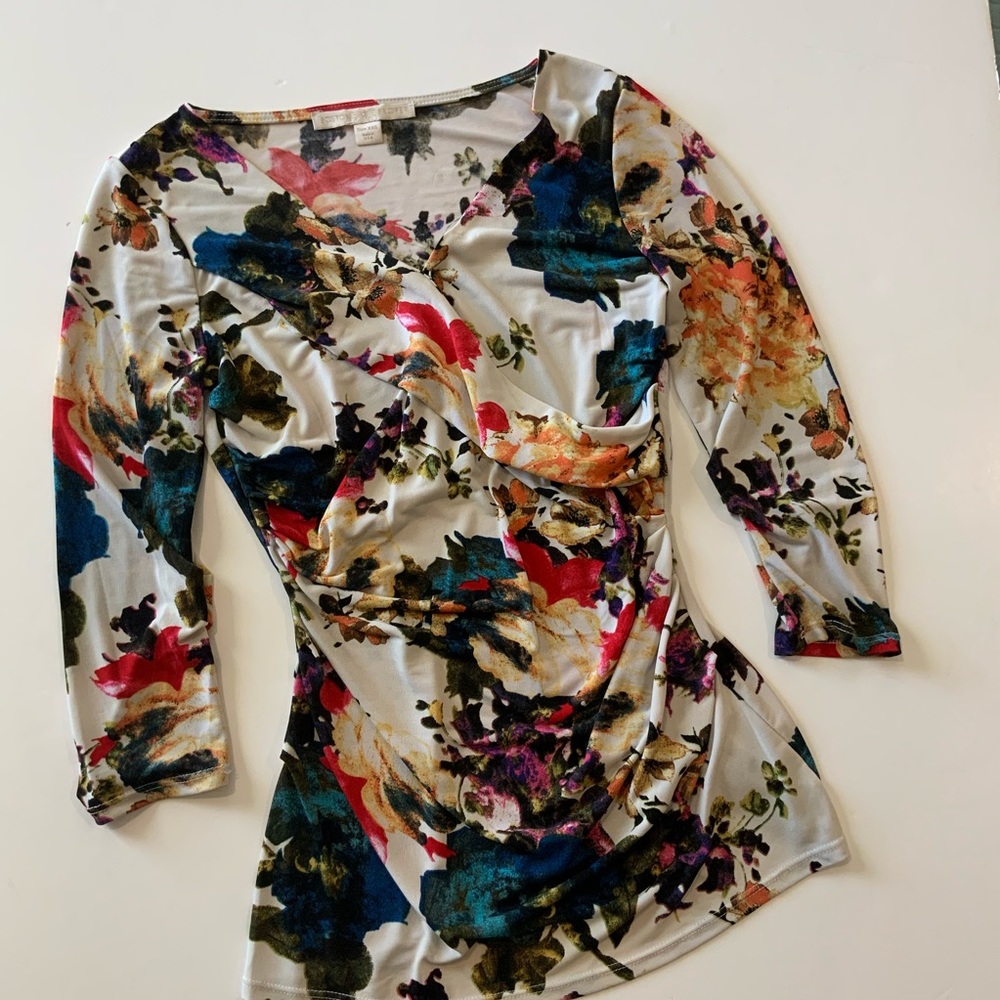 Boston Proper colorful print  top - Picture 2 of 6